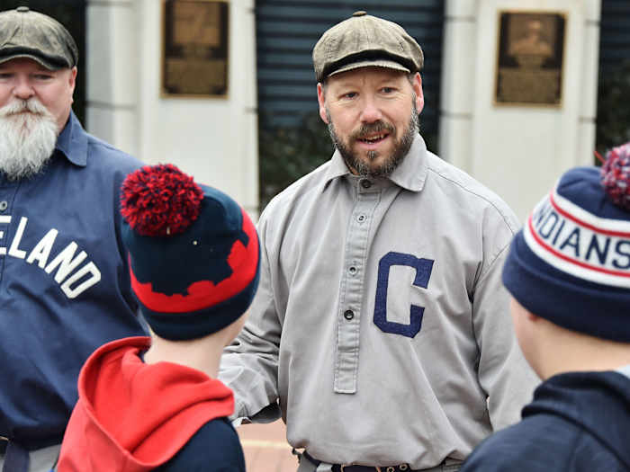 Cleveland fan wearing old uniform